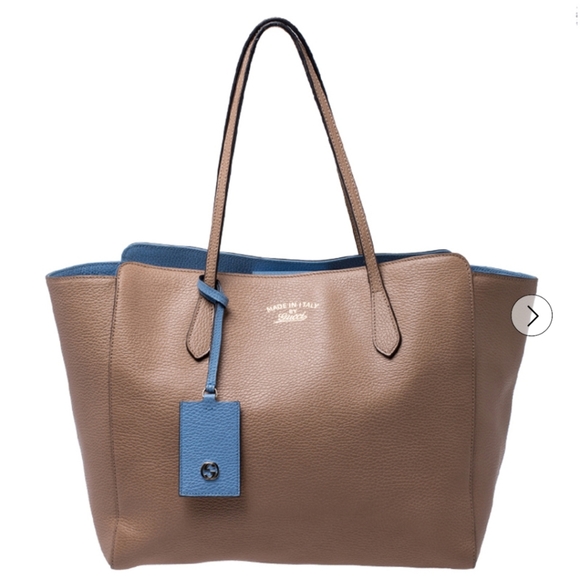 💖💖 ➡️➡️ Gucci Leather Medium Swing Tote Bag with Hang Tag and Foil Monogram - Picture 5 of 14